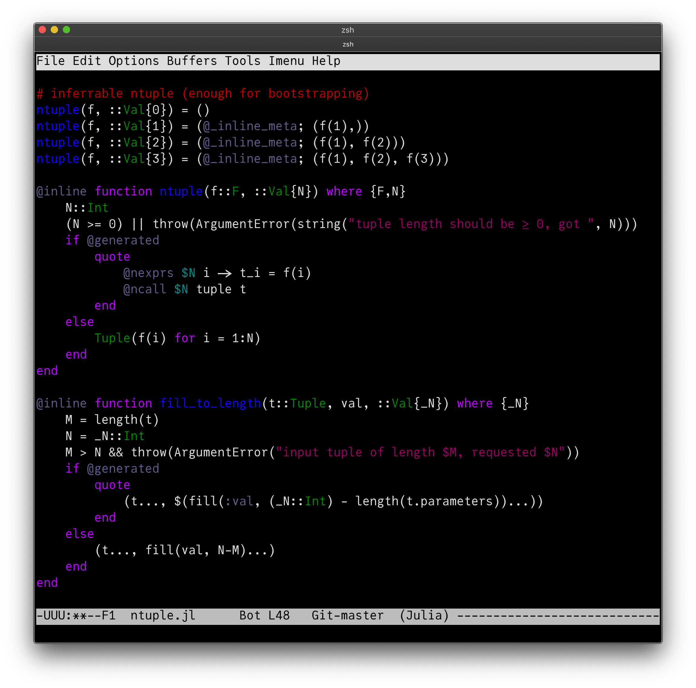 screenshot of emacs editor